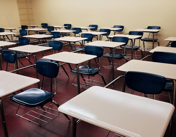 Large canva   classroom chair and desk