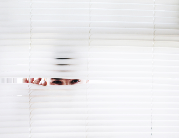 Large canva   photography of person peeking