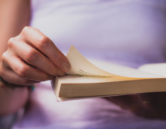 Large canva   person reading book