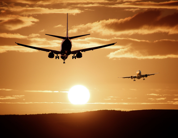 Large canva   silhouette of airplanes